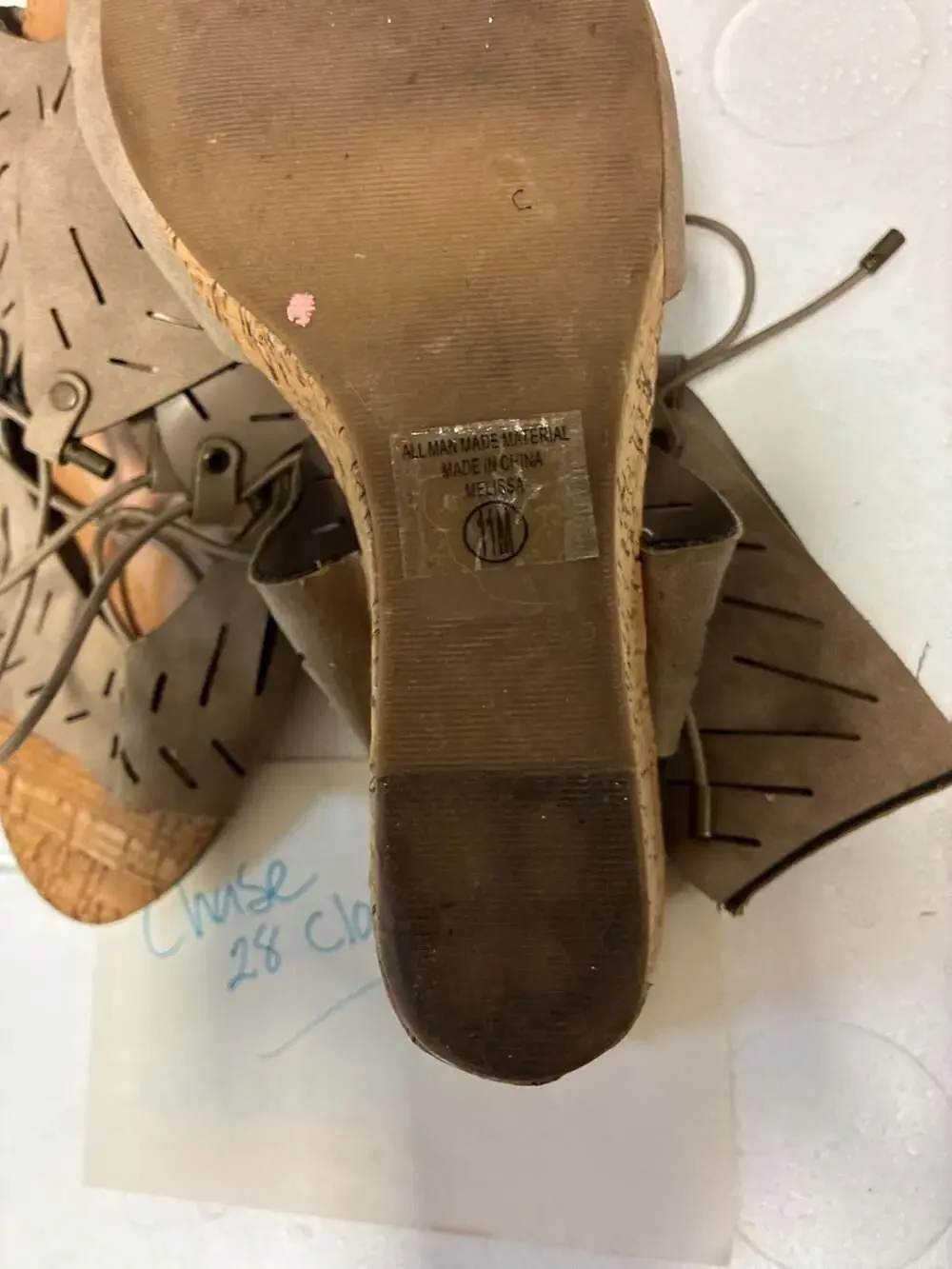 y.not? Melissa Perforated Lace-Up Cork Wedge Sandals